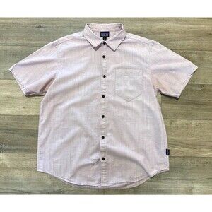 Patagonia Slub Poplin Mens M Short Sleeve Button Camp Lightweight Hiking Shirt